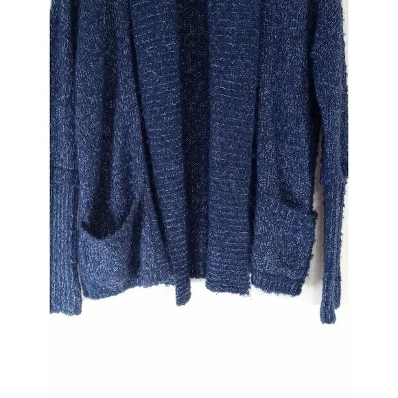 BCBGENERATION Women Sweater Preowned Long Sleeves Navy Blue White MEDIUM LARGE - Picture 4 of 10